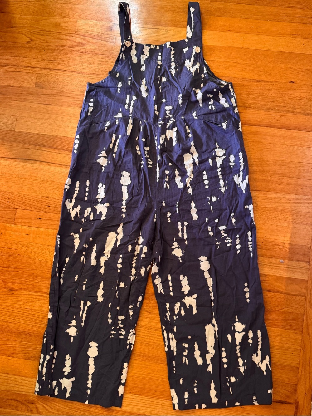 Women's Navy Tie-Dye Wide-Leg Jumpsuit
